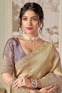 Picture of  Flamboyant Silk Designer Saree for Engagement, Wedding, and Reception