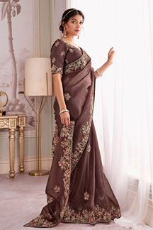 Picture of  Pretty Tissue Silk Designer Saree for Wedding, Reception, and Sangeet