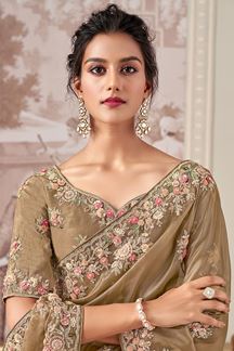 Picture of  Surreal Tissue Silk Designer Saree for Engagement, Reception, and Sangeet