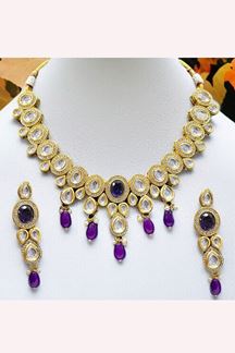 Picture of  Appealing Purple Designer Wedding Necklace Set for Wedding, Reception, and Sangeet