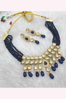 Picture of  Magnificent Navy Blue Designer Necklace Set for Festivals, Sangeet, and Parties
