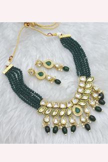 Picture of  Outstanding Dark Green Designer Necklace Set for Mehendi, Sangeet, and Parties