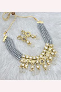 Picture of  Striking Grey Designer Necklace Set for Festivals, Sangeet, and Parties