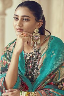 Picture of  Ethnic Designer Straight Cut Suit for Festivals, Sangeet, and Parties (Unstitched suit)