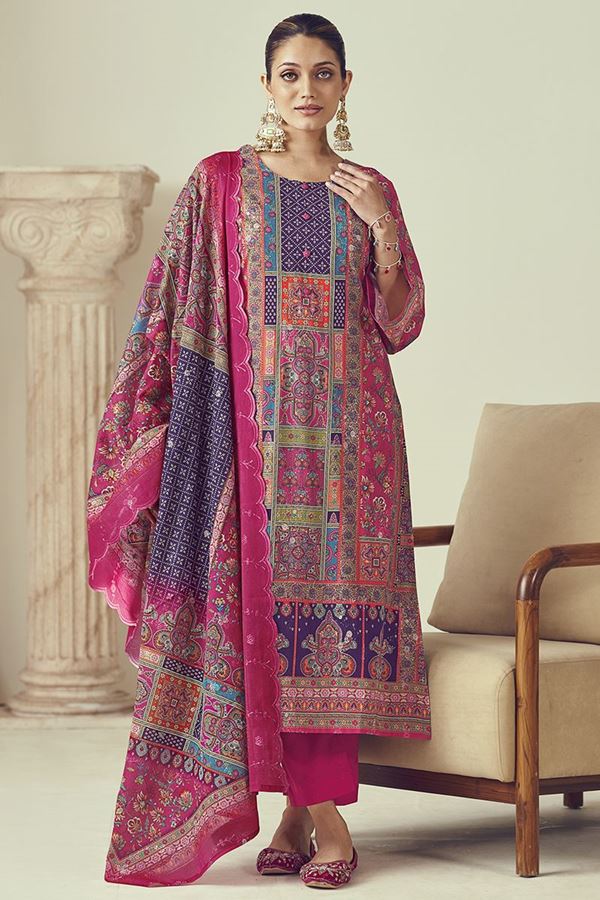 Picture of  Alluring Designer Straight Cut Suit for Festivals, Sangeet, and Parties (Unstitched suit)