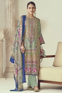 Picture of  Spectacular Designer Straight Cut Suit for Festivals, Sangeet, and Parties (Unstitched suit)