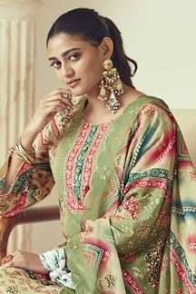Picture of  Fascinating Designer Straight Cut Suit for Festivals, Sangeet, and Parties (Unstitched suit)