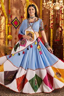 Picture of Attractive Viscose Cotton Designer Navratri Lehenga Choli for Garba Dance and Festival Celebrations