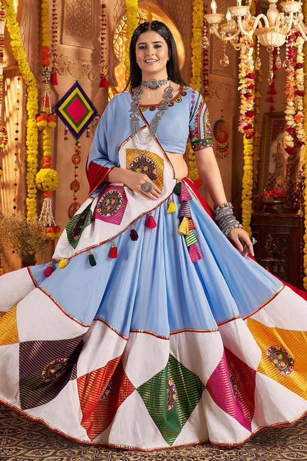 Picture of Attractive Viscose Cotton Designer Navratri Lehenga Choli for Garba Dance and Festival Celebrations