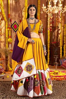 Picture of Fascinating Viscose Cotton Designer Navratri Lehenga Choli for Garba Dance and Festival Celebrations