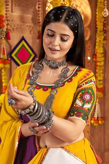 Picture of Fascinating Viscose Cotton Designer Navratri Lehenga Choli for Garba Dance and Festival Celebrations