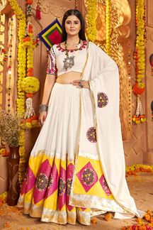 Picture of Captivating Viscose Cotton Designer Navratri Lehenga Choli for Garba Dance and Festival Celebrations
