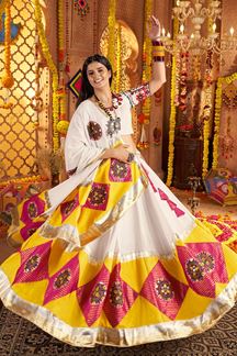 Picture of Captivating Viscose Cotton Designer Navratri Lehenga Choli for Garba Dance and Festival Celebrations