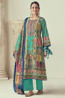 Picture of  Mesmerizing Designer Straight Cut Suit for Festivals, Sangeet, and Parties (Unstitched suit)