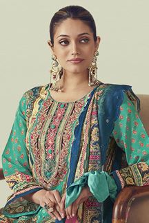 Picture of  Mesmerizing Designer Straight Cut Suit for Festivals, Sangeet, and Parties (Unstitched suit)