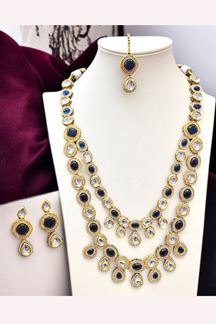 Picture of  Smashing Blue Designer Necklace Set for Engagement, Wedding, and Reception