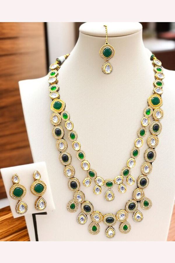 Picture of  Delightful Green Designer Necklace Set for Mehendi, Wedding, and Reception