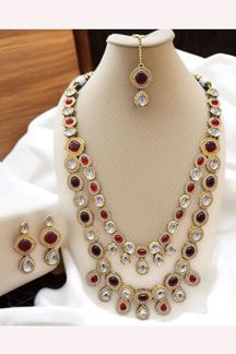 Picture of  Charming Maroon Designer Necklace Set for Wedding, Reception, and Sangeet
