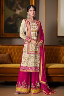 Picture of Ethnic Pink Designer Straight Cut Suit for Festivals, Sangeet, and Parties