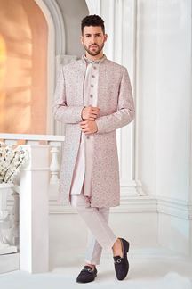 Picture of Exquisite Pink Designer Men’s Indo-Western Sherwani for Engagement, Reception, and Sangeet