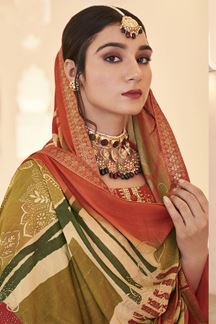 Picture of  Appealing Dola Silk Jacquard Designer Straight Cut Suit for Festivals, Sangeet, and Parties (Unstitched suit)