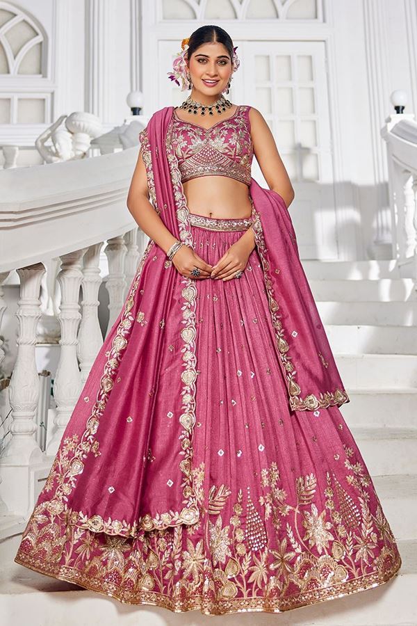 Picture of  Enticing Rose Gold Designer Indo-Western Lehenga Choli for Engagement, Reception, and Sangeet