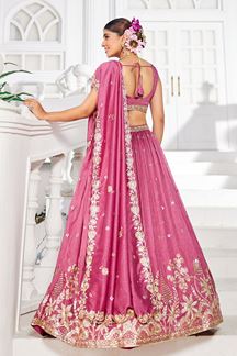 Picture of  Enticing Rose Gold Designer Indo-Western Lehenga Choli for Engagement, Reception, and Sangeet