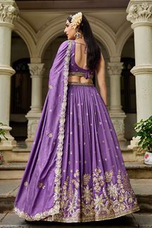Picture of  Royal Purple Designer Indo-Western Lehenga Choli for Engagement, Reception, and Sangeet