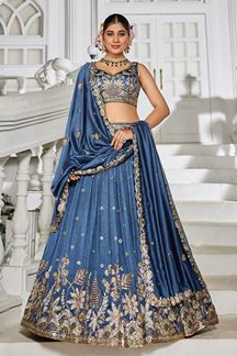 Picture of  Surreal Navy Blue Designer Indo-Western Lehenga Choli for Engagement, Reception, and Sangeet