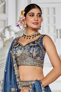 Picture of  Surreal Navy Blue Designer Indo-Western Lehenga Choli for Engagement, Reception, and Sangeet