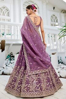 Picture of Captivating Lavender Designer Indo-Western Lehenga Choli for Engagement, Reception, and Sangeet