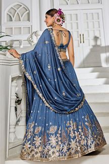 Picture of  Surreal Navy Blue Designer Indo-Western Lehenga Choli for Engagement, Reception, and Sangeet