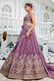 Picture of Captivating Lavender Designer Indo-Western Lehenga Choli for Engagement, Reception, and Sangeet