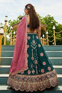 Picture of  Pretty Green Designer Indo-Western Lehenga Choli for Mehendi, Engagement, and Reception