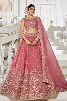 Picture of Charismatic Pink Designer Indo-Western Lehenga Choli for Engagement, Reception, and Sangeet