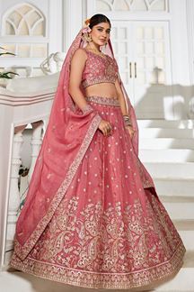 Picture of Charismatic Pink Designer Indo-Western Lehenga Choli for Engagement, Reception, and Sangeet