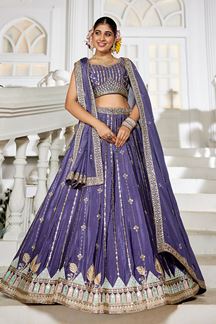 Picture of  Mesmerizing Violet Designer Indo-Western Lehenga Choli for Engagement, Reception, and Sangeet