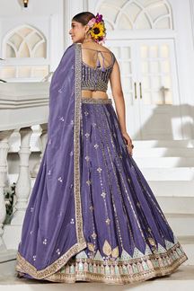 Picture of  Mesmerizing Violet Designer Indo-Western Lehenga Choli for Engagement, Reception, and Sangeet
