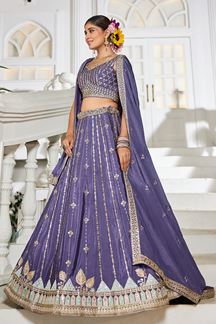 Picture of  Mesmerizing Violet Designer Indo-Western Lehenga Choli for Engagement, Reception, and Sangeet