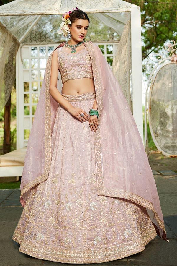 Picture of Spectacular Mauve Designer Indo-Western Lehenga Choli for Engagement, Reception, and Sangeet