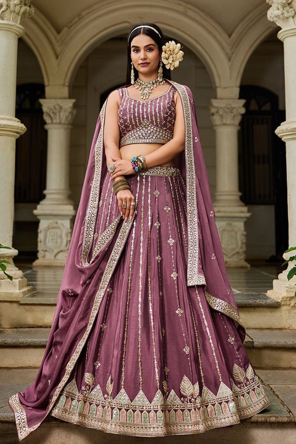 Picture of  Bollywood Rose Gold Designer Indo-Western Lehenga Choli for Engagement, Reception, and Sangeet