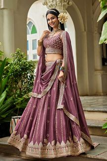 Picture of  Bollywood Rose Gold Designer Indo-Western Lehenga Choli for Engagement, Reception, and Sangeet
