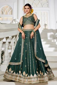 Picture of  Creative Green Designer Indo-Western Lehenga Choli for Mehendi, Engagement, and Reception