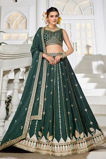Picture of  Creative Green Designer Indo-Western Lehenga Choli for Mehendi, Engagement, and Reception