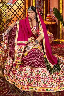 Picture of  Charismatic Viscose Cotton and Pure Silk Designer Navratri Lehenga Choli for Garba Dance and Festival Celebrations