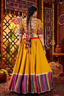 Picture of  Fascinating Viscose Cotton and Pure Silk Designer Navratri Lehenga Choli for Garba Dance and Festival Celebrations