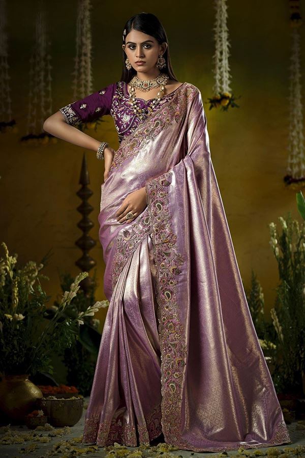 Picture of  Flamboyant Silk Designer Saree for Wedding and Reception