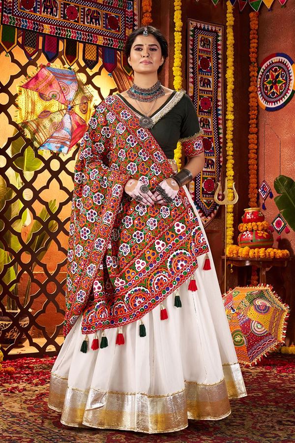 Picture of  Mesmerizing Pure Silk and Viscose Cotton Designer Navratri Lehenga Choli for Garba Dance and Festival Celebrations