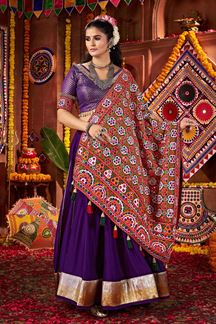 Picture of  Surreal Pure Silk and Jacquard Weaving Silk Designer Navratri Lehenga Choli for Garba Dance and Festival Celebrations