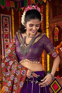 Picture of  Surreal Pure Silk and Jacquard Weaving Silk Designer Navratri Lehenga Choli for Garba Dance and Festival Celebrations
